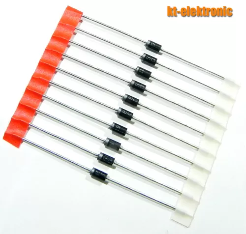 10 Stück 1N5819 40V 1A Schottky Diode DO15 Solar Sperr-diode Bypass-Diode