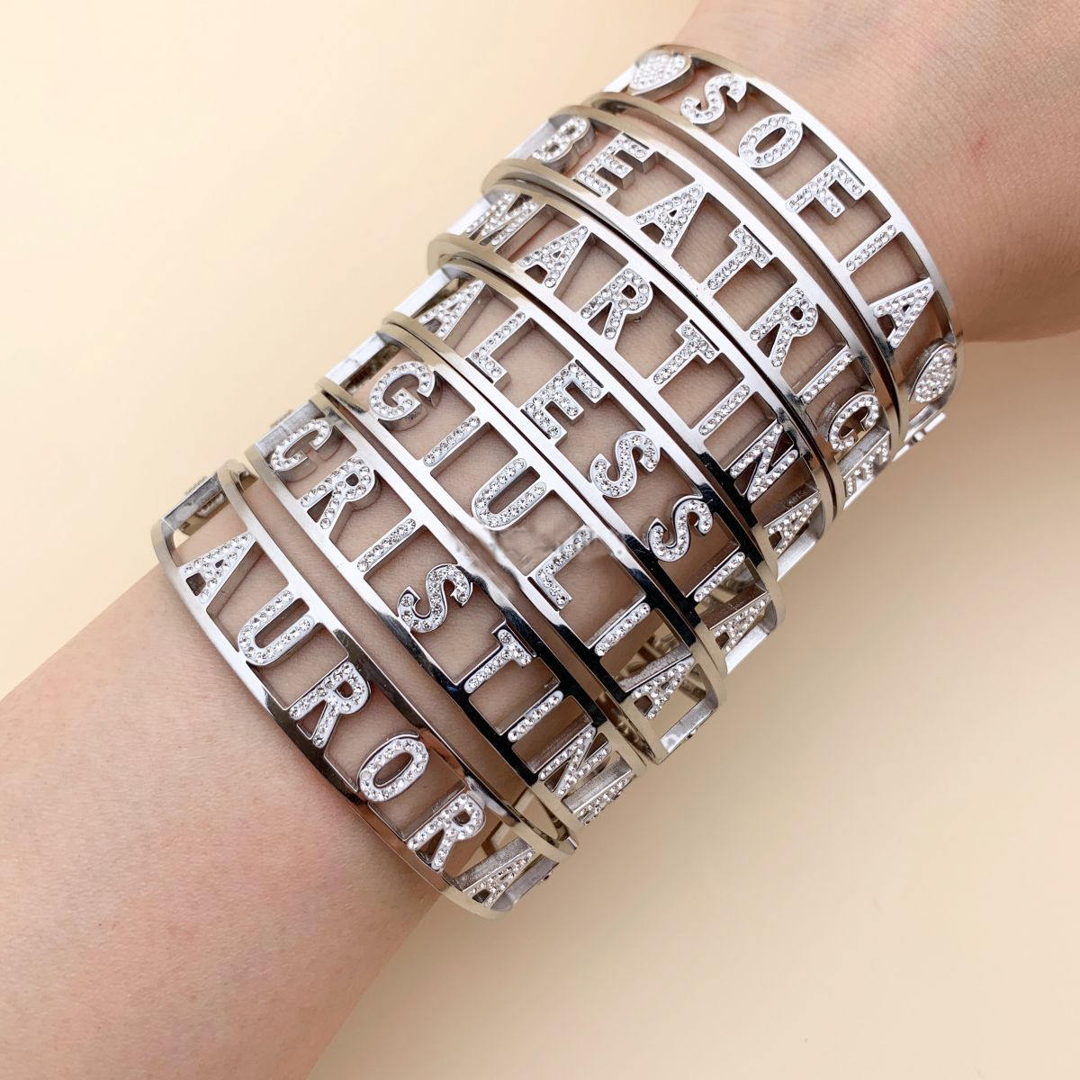 Gioiello Bracciale rigido con nome acciaio inossidabile