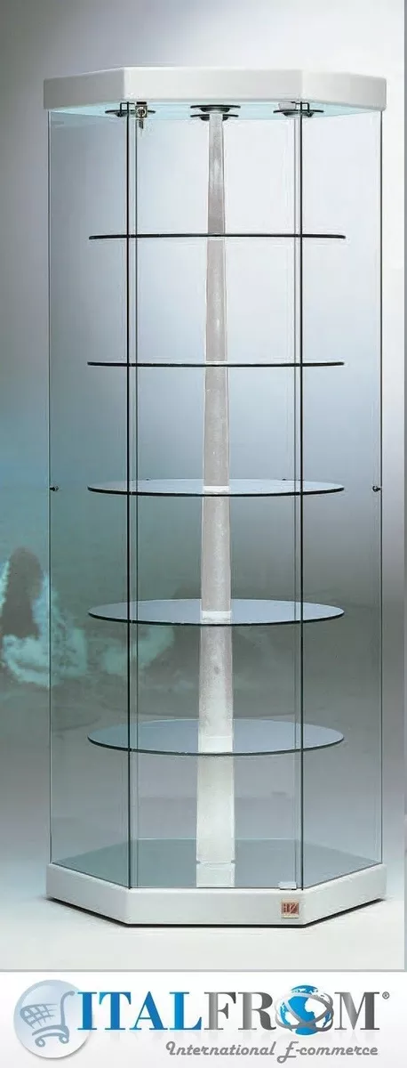 Cabinet Display Rotating Glass Showcase with Lights H200 x 74cm