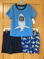 New Carter's Boys Shark Poly Pajama 3 pc Set Kid many sizes