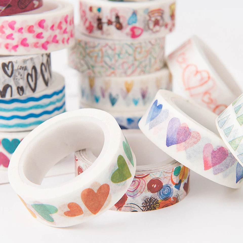 Heart-shaped Washi Tape Paper Masking Tape Scrapbooking Planner Craft DIY Decor - Image 2 of 4