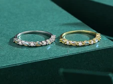 Exquisite 925 Sterling Silver Fire Moonstone Stackable Zircon Ring