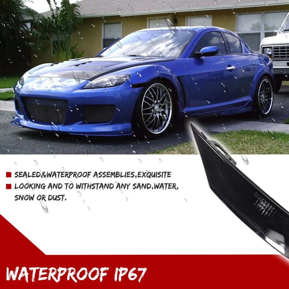 2件装JDM风格烟熏镜头前侧标记灯适用于2004-2008马自达RX-8 RX8 — 第 4/4 张图片