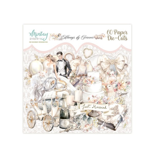 ALWAYS & FOREVER 60pc Paper Die Cuts Ephemera Mintay Papers Scrapbook Wedding