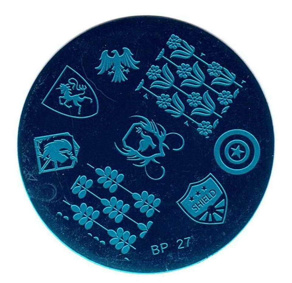 Kit raspador estampado arte en uñas plantilla insignia tema imagen placa estampador BP 27 Foto 3 de 4