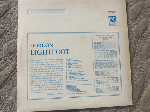 Gordon Lightfoot LP Did she mention my name - Picture 2 of 2