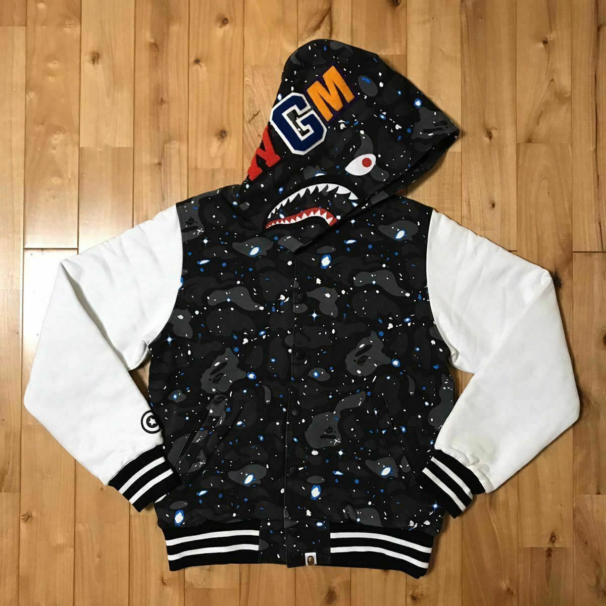 BAPE Galaxy A Bathing Ape WGM Shark Hoodie Varsity Jacket Size S Japan Made  | eBay