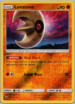 Pokemon - Lunatone - 68/147 - Burning Shadows - Reverse Holo - NM/M