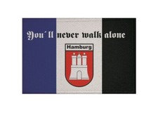Aufnäher Hamburg never walk alone Fahne Flagge Aufbügler Patch 9 x 6 cm
