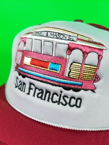 San Francisco Trolley Powell Mason St. Trucker Malla Cuerda Sombrero Vintage H3 - Imagen 2 de 7