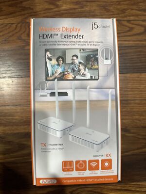 j5create JVAW52 Wireless Display HDMI Extender White  HDMI Over Wireless NEW