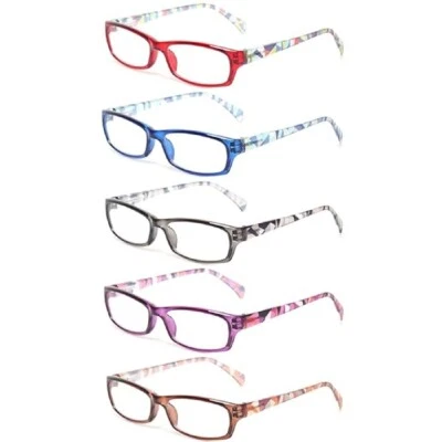 KERECSEN READING GLASSES 5 PAIRS STYLISH PATTERN FRAME +3.50 and 5 fabric cases