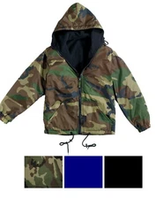 Mens Nylon Lightweight Coaches Jacket Reversible Fleece Lined Hooded Coat