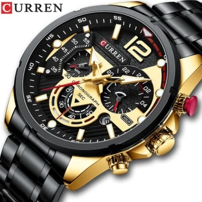 Luxus Herren Armbanduhr Chronograph Wasserdicht Kalender Datum Analog Quarz Uhr - Bild 1 von 4