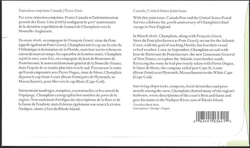 🍁Canada #2155 "Champlain " Brand New 2006 Joint USA Cover Issue - Picture 2 of 2