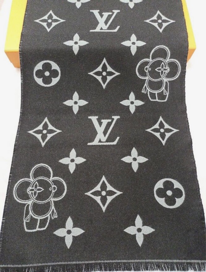 Louis Vuitton Muffler Scarf Echarpe Monogram Vivienne M77973 Gray  