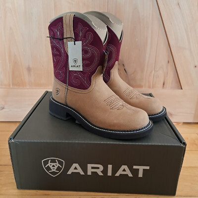 Ariat Womens Fatbaby Heritage Boots Western Size 9 Copper Kettle/Burgundy Suede