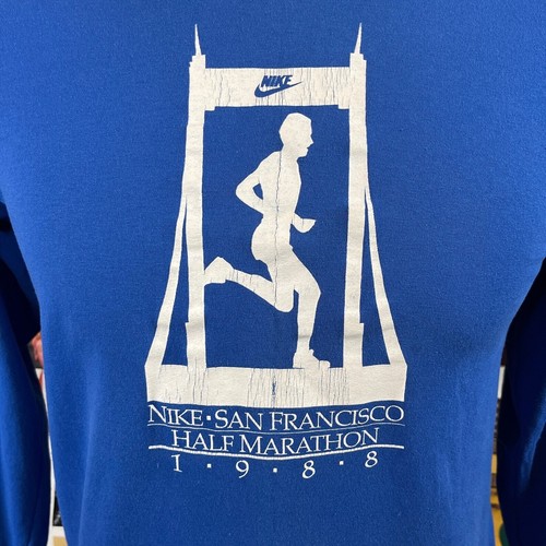Vintage 80s Nike Swoosh San Francisco Half Marathon Long Sleeve Graphic T-shirt - Picture 2 of 9