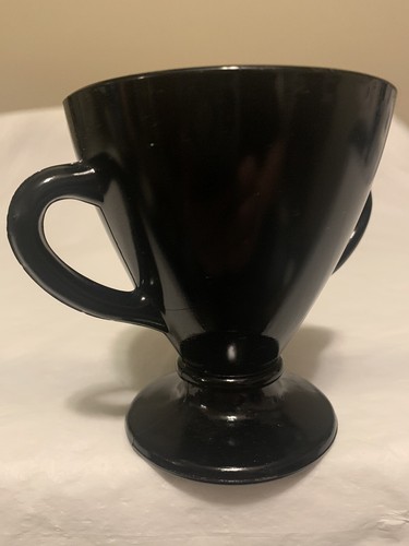 Hazel Atlas Vintage Black Glass Ovide Creamer And Sugar Bowl - Picture 14 of 24