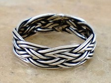 .925 STERLING SILVER WOVEN BRAIDED BAND RING size 8 style r2227