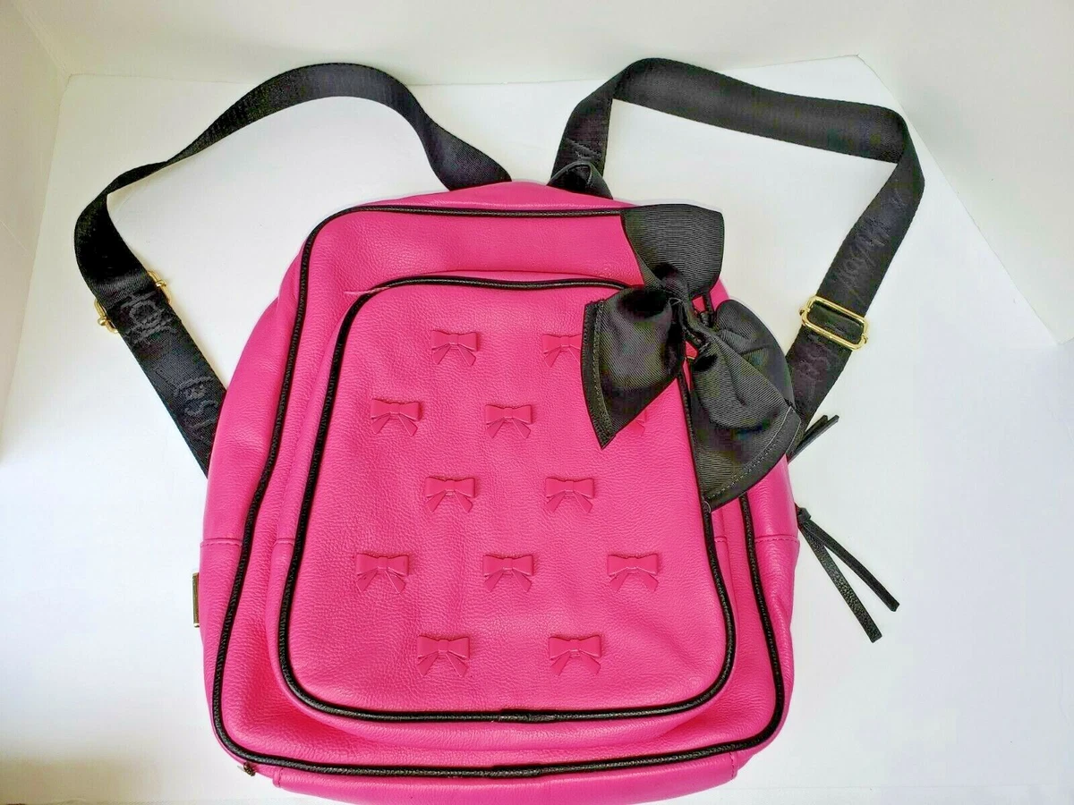 Betsey Johnson Mini Backpack Pink w Black Bow 12