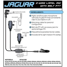 JAGUAR Quick Release Earpiece for Motorola HT MTX MTP PTX Radios (See List)
