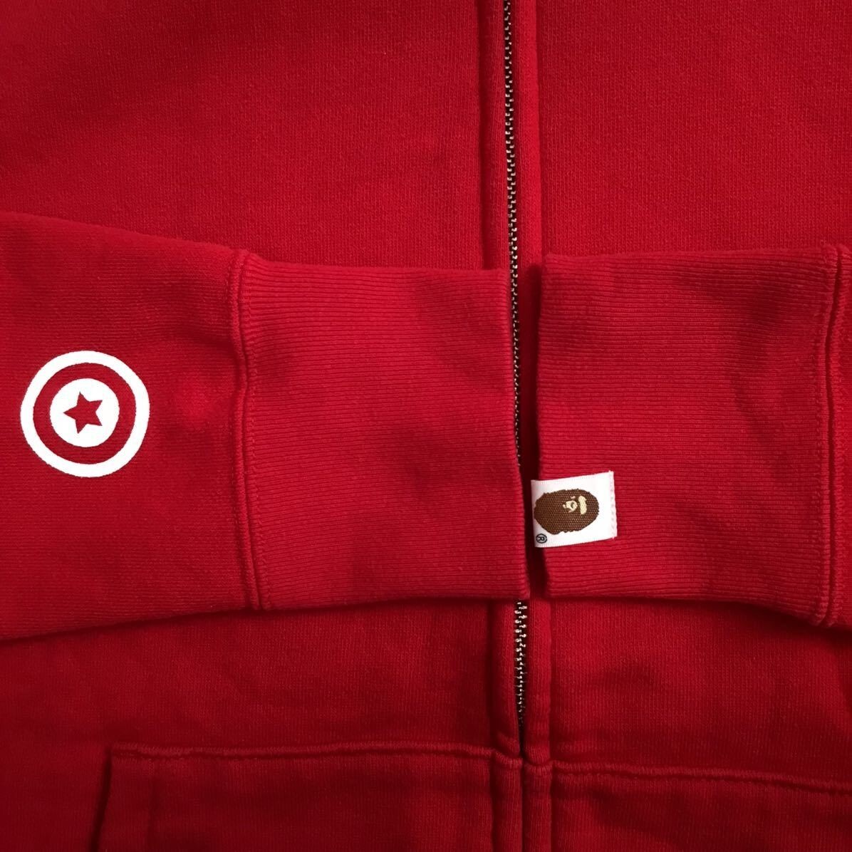 BAPE Crazy face tiger shark full zip hoodie red × 1st camo A