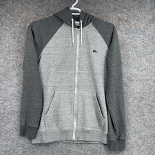 Quiksilver Hoodie Mens Medium Gray Zip Up Sweatshirt Surfing Casual Outdoors