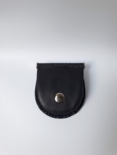 Large Leather Pocket Watch Pouch Black Heavy Stitched With Belt Loop British