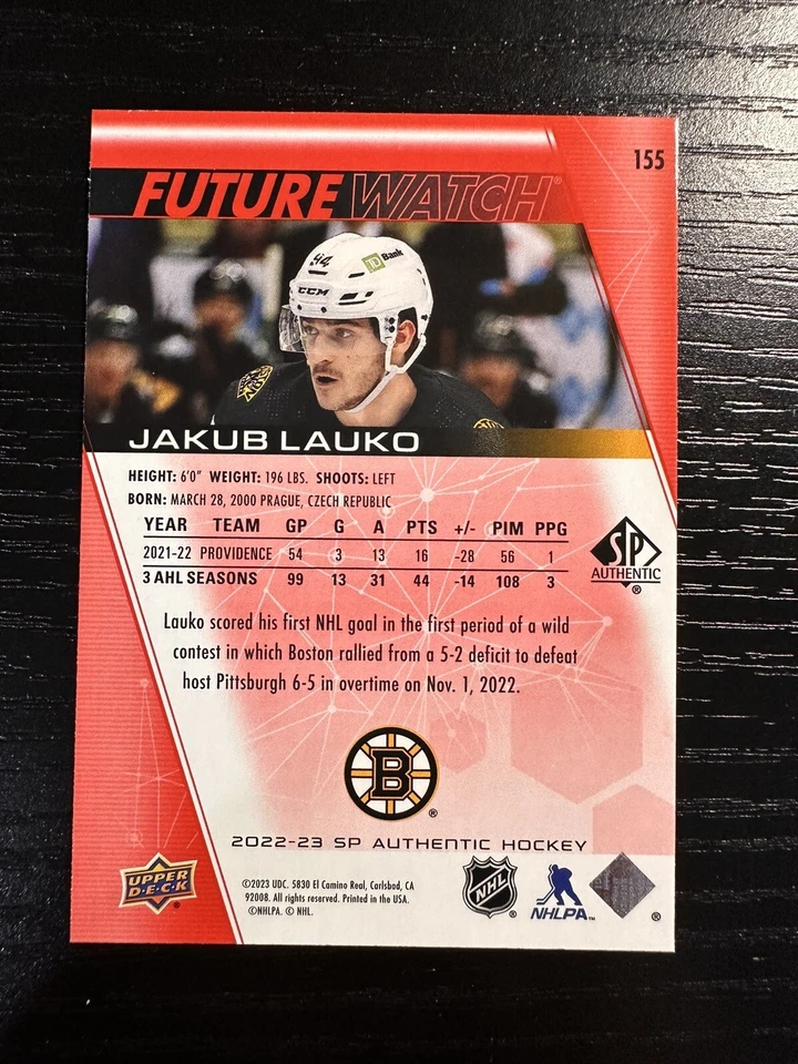 2022-23 SP Authentic Red Future Watch JAKUB LAUKO #155 - Image 2 of 2