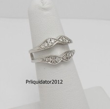 1/4CT Natural Diamond Solitaire Enhancer Guard Wrap Insert Ring 14K White Gold