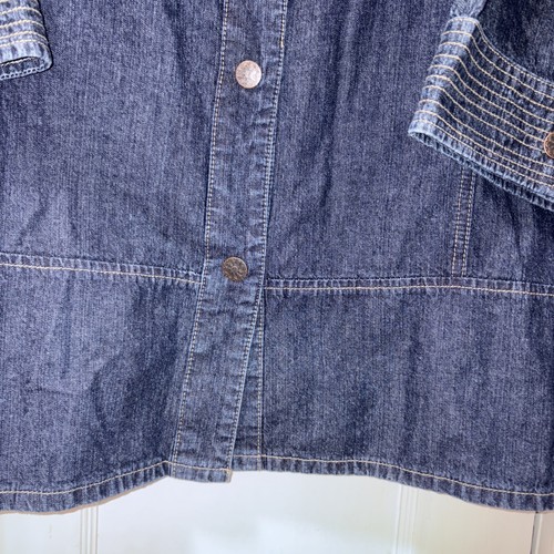 CJ Banks 3X Lightweight Denim Snap-up Jean Jacket Blue 3/4 Sleeve Stretch - Picture 6 of 13