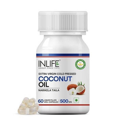 INLIFE Coconut Oil Capsules Extra Virigin Cold Pressed 500mg per Serving 60 caps