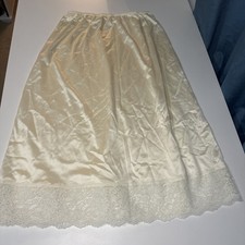 Vintage Sears Perfect Choice Skirt Slip Medium Ivory Nylon Floral Lace Trim