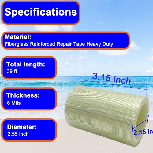39FT RV Awning Repair Tape,Waterproof Canvas Patch Kit, Tent White  - Picture 2 of 7