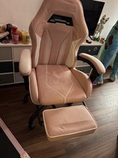 Pink Faux Leather Swivel Gaming Office Chair w/ Footrest, Armrests & Wheels