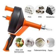 Rohrreinigungsspirale 7.5/10m -Abflussspirale mit Bohrer-Adapter & Handschuhen