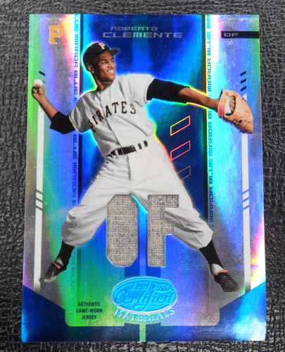 2004 Leaf Certified Materials Blue Roberto Clemente Game Used Jersey #06/25