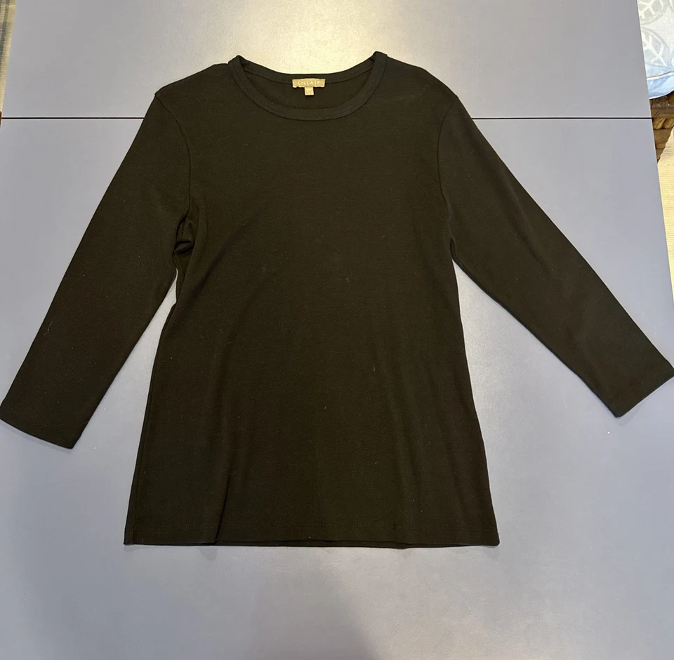 Lilla P женщин хлопок длинным рукавом ворота основной хлопок верхний черный размер большой - Изображение 4 из 4