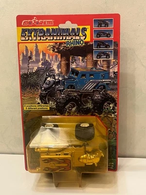 Figure voiture Majorette Rhino 1988 used blister vintage extranimals metal - Photo 1/4