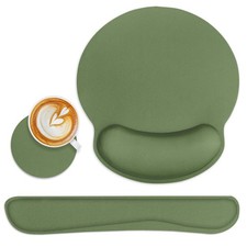 Green Ergonomic Mouse Pad Set with Wrist Rest Non-Slip Rubber Base Wrist Cush...