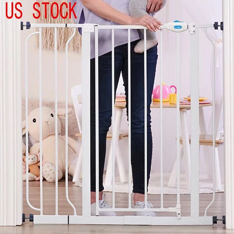 29"-38.5" Extra Tall Walk Thru Baby Gate Indoor Pet Kids Safety Fence Gates Door