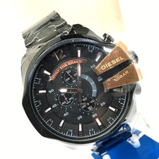 New Diesel Men's Mega Chief Chronograph Black Stainless Steel WatchDZ4309 NO BOX