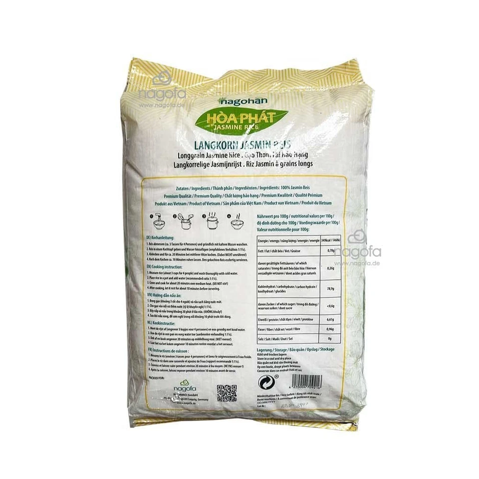 Hoa Phat Jasmin Reis, Langkorn – Gạo thơm lài Hòa Phát 18kg - Bild 3 von 3