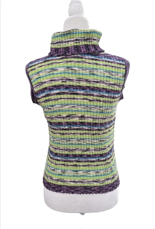 Top vintage años 90 casa de muñecas tejido multicolor sin mangas cuello alto. Talla mediana Foto 3 de 4