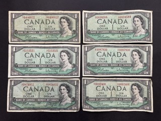 Canada $1 Dollar "Elizabeth II" Vintage Banknote Set (1) LOT: 1207 031
