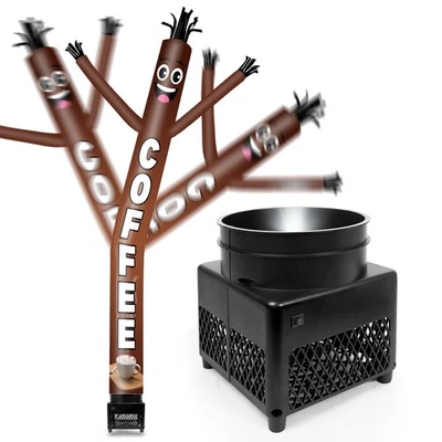 GOODENY 6FT Coffee Inflatable Tube Man with Blower & LED - Wacky Waving Advertising