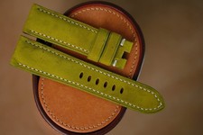 Handmade olive green suede PAM Officine Panerai strap size 24 or any size