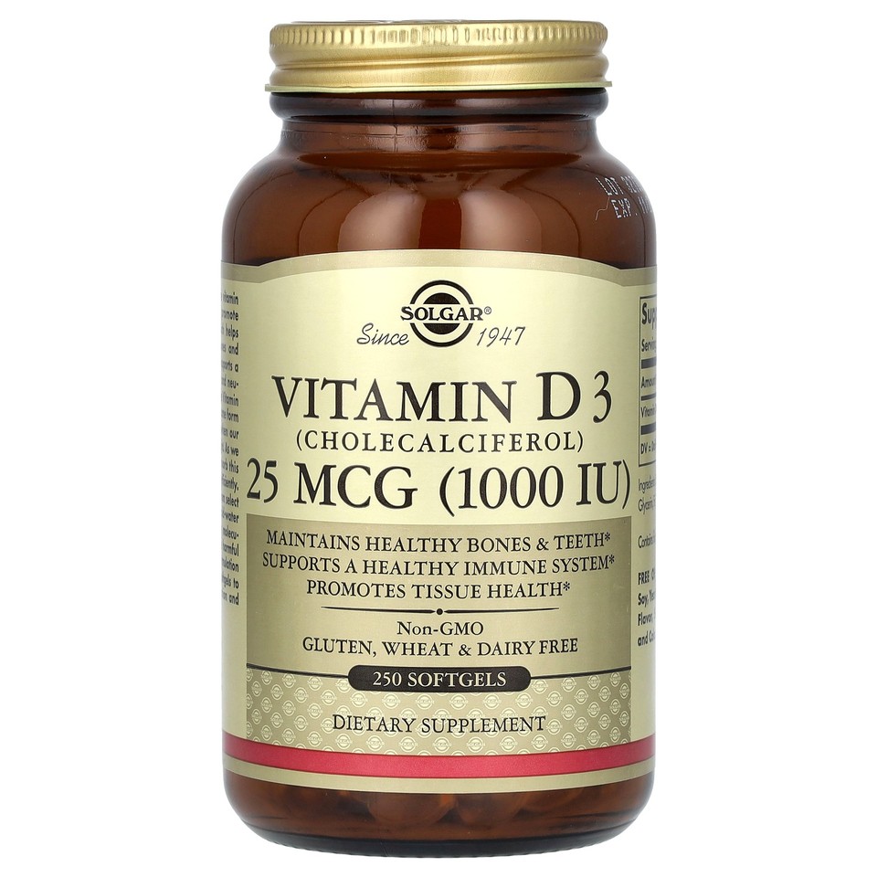 Vitamin D3, 25 mcg (1,000 IU), 250 Softgels