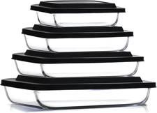 8Pc Glass Baking Dishes for Oven, Glass Food Storage Containers with Lids, Leakp